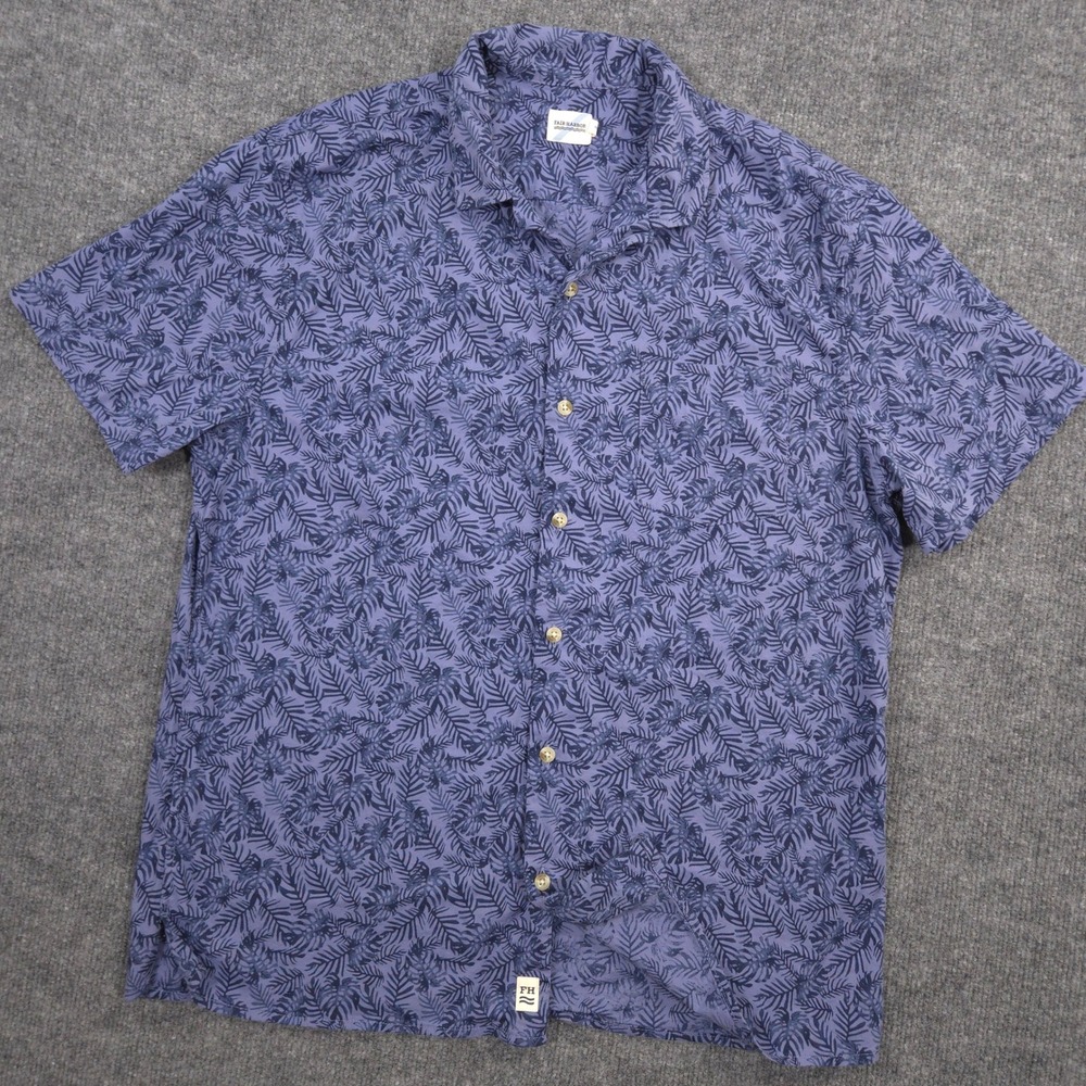 Fair Harbor Casablanca Camp Shirt Mens L Blue Night Floral AOP Hawaiian Aloha